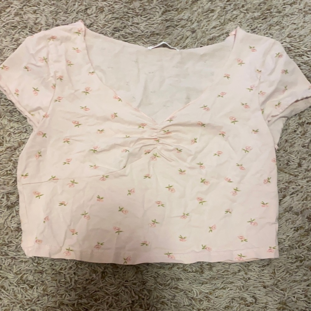 pink floral crop top